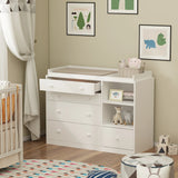 OXYLIFE 45" Baby Nursery Changing Table Dresser with 4 Drawers and Shelf for Nursery Room, White