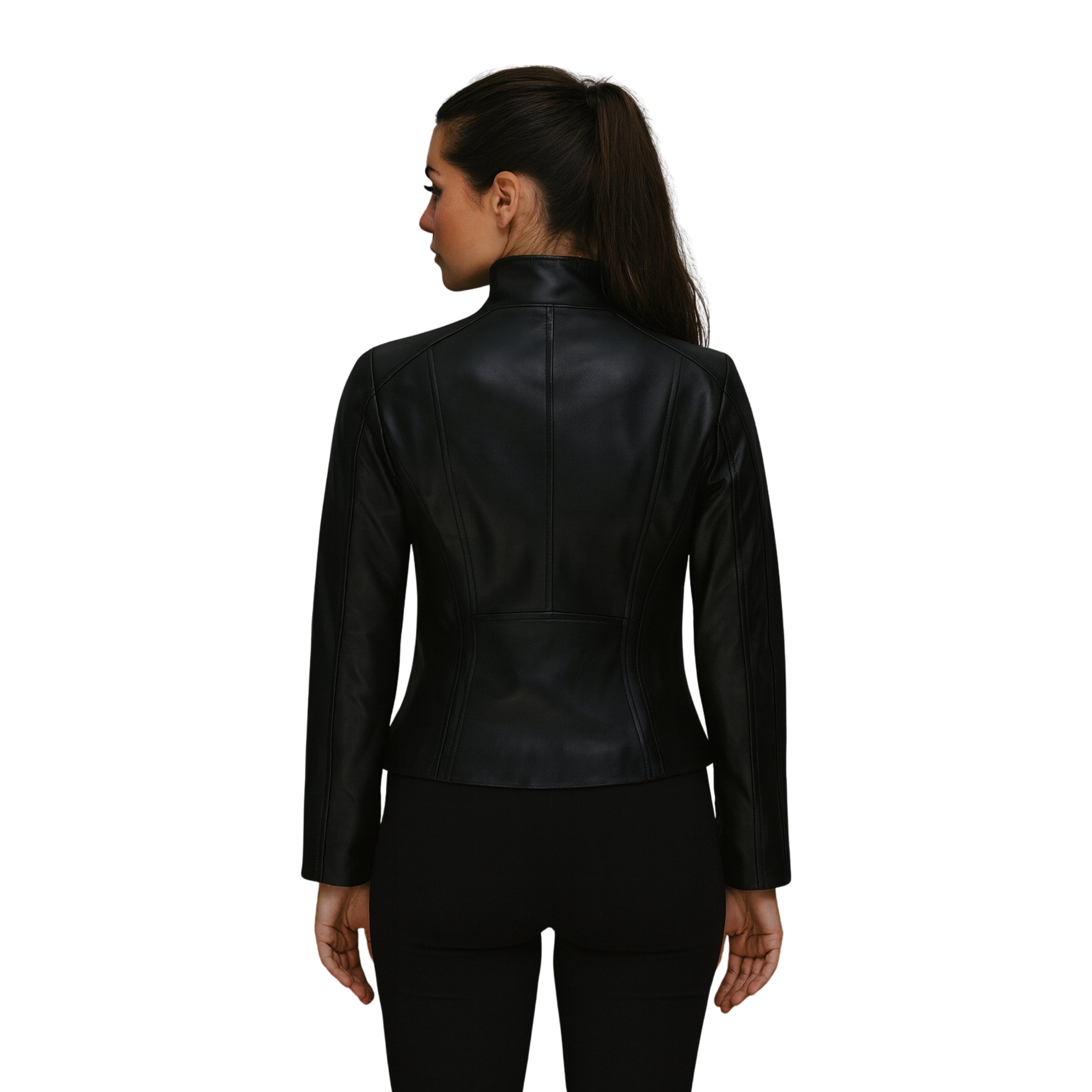 Arezzo Womens Black Leather Biker Jacket