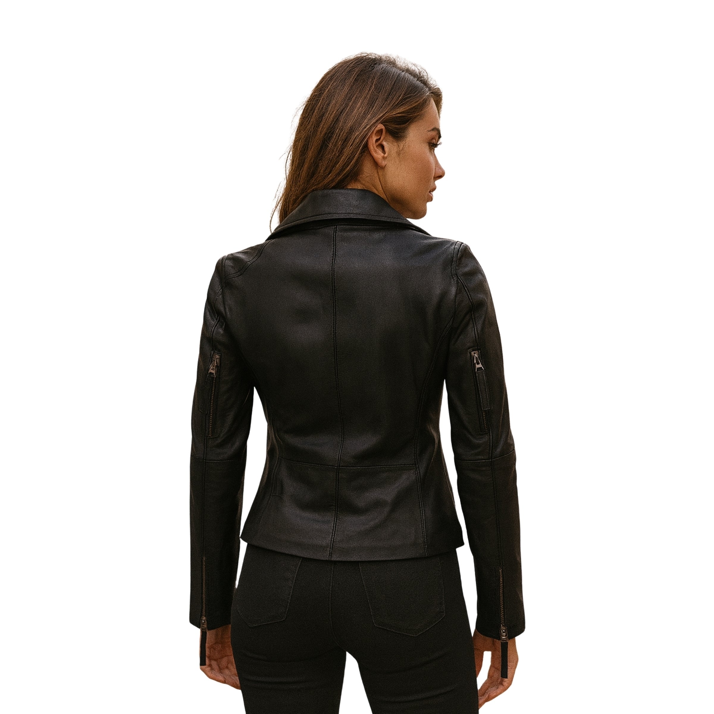 Biker Black Leather Jacket for women