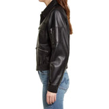 Womens Black Bomber Leather Jacket