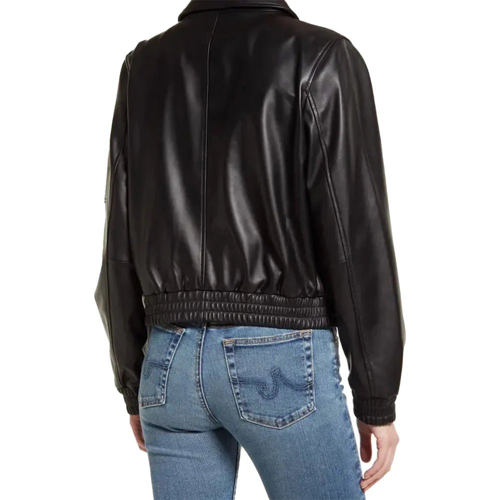 Womens Black Bomber Leather Jacket