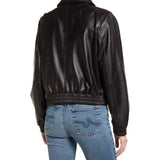 Womens Black Bomber Leather Jacket
