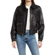 Womens Black Bomber Leather Jacket