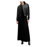 Women Black Leather Bomber Jacket