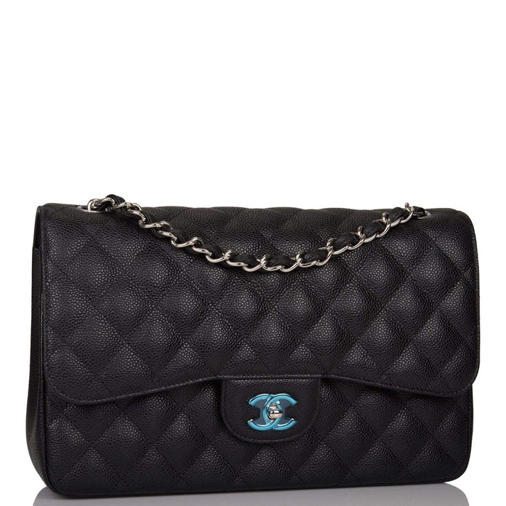Chanel Black Quilted Caviar Jumbo Classic Double Flap Bag