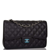 Chanel Black Quilted Caviar Jumbo Classic Double Flap Bag