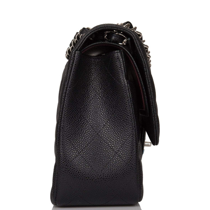 Chanel Black Quilted Caviar Jumbo Classic Double Flap Bag