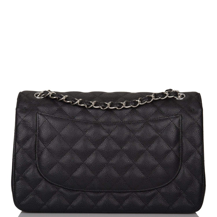 Chanel Black Quilted Caviar Jumbo Classic Double Flap Bag