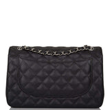 Chanel Black Quilted Caviar Jumbo Classic Double Flap Bag