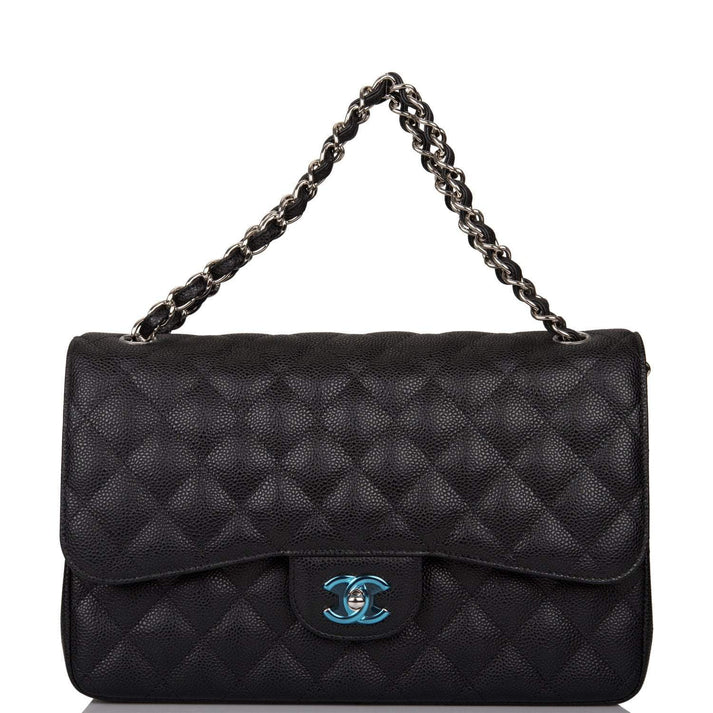 Chanel Black Quilted Caviar Jumbo Classic Double Flap Bag