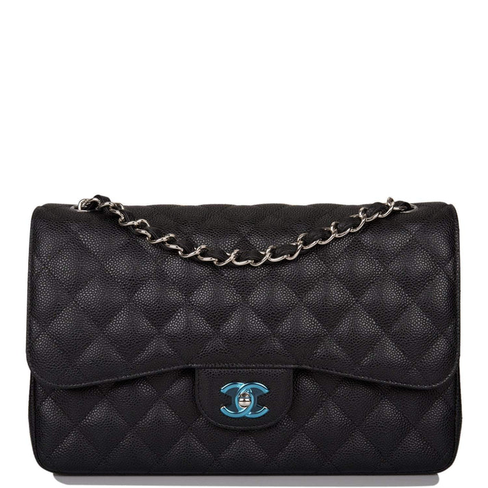Chanel Black Quilted Caviar Jumbo Classic Double Flap Bag