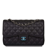 Chanel Black Quilted Caviar Jumbo Classic Double Flap Bag