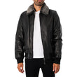 Classic Fur Collar Sheespkin Leather Jacket