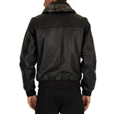 Classic Fur Collar Sheespkin Leather Jacket