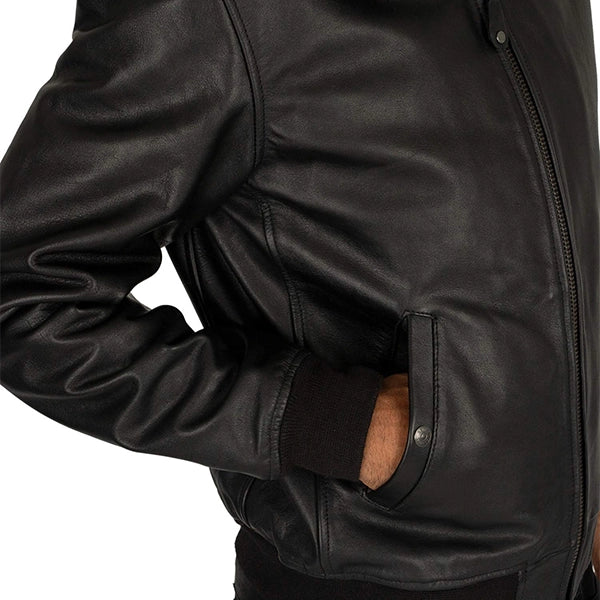 Classic Fur Collar Sheespkin Leather Jacket