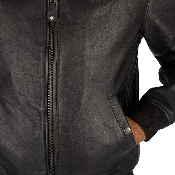 Classic Fur Collar Sheespkin Leather Jacket