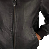 Classic Fur Collar Sheespkin Leather Jacket