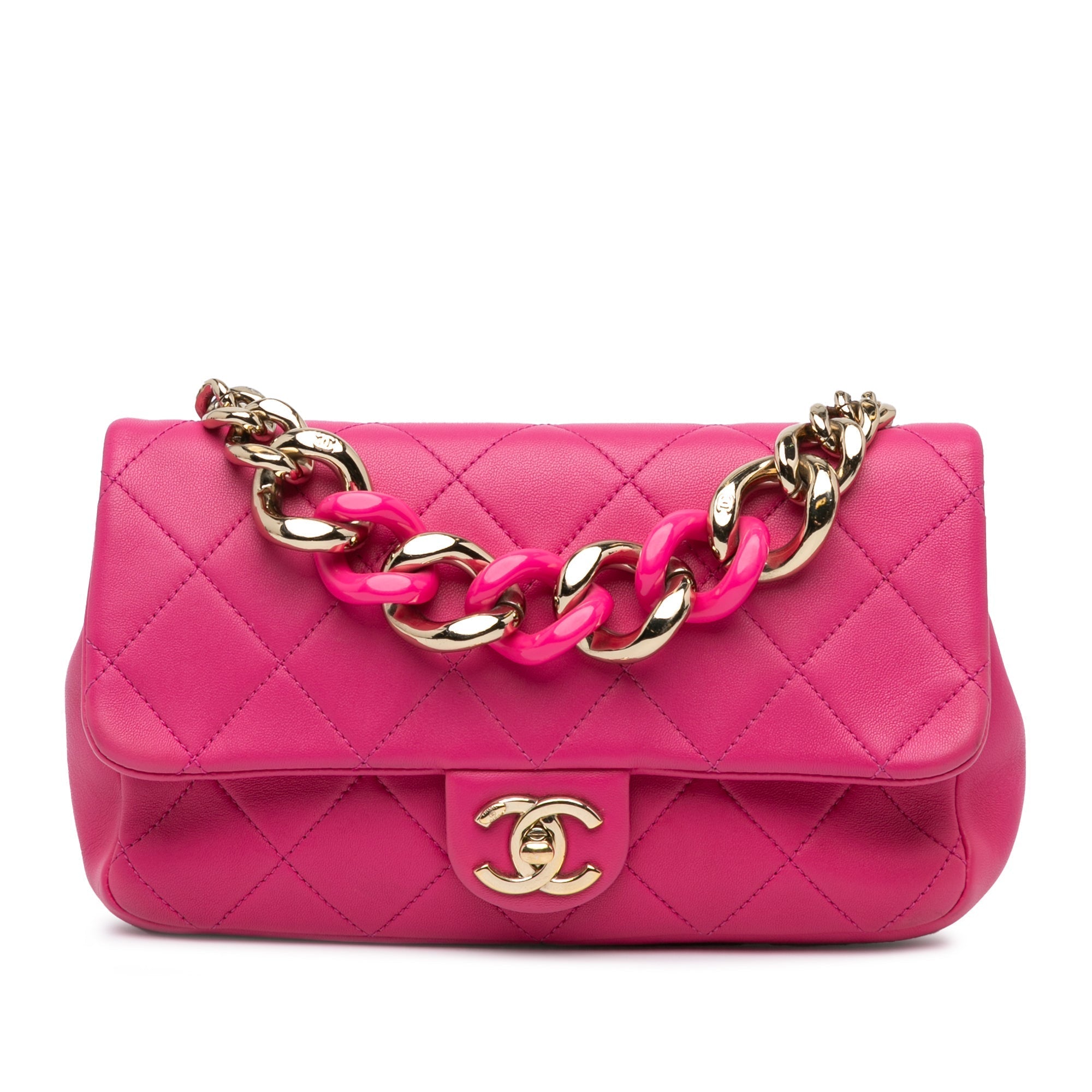 Chanel Small Lambskin Elegant Chain Single Flap Pink