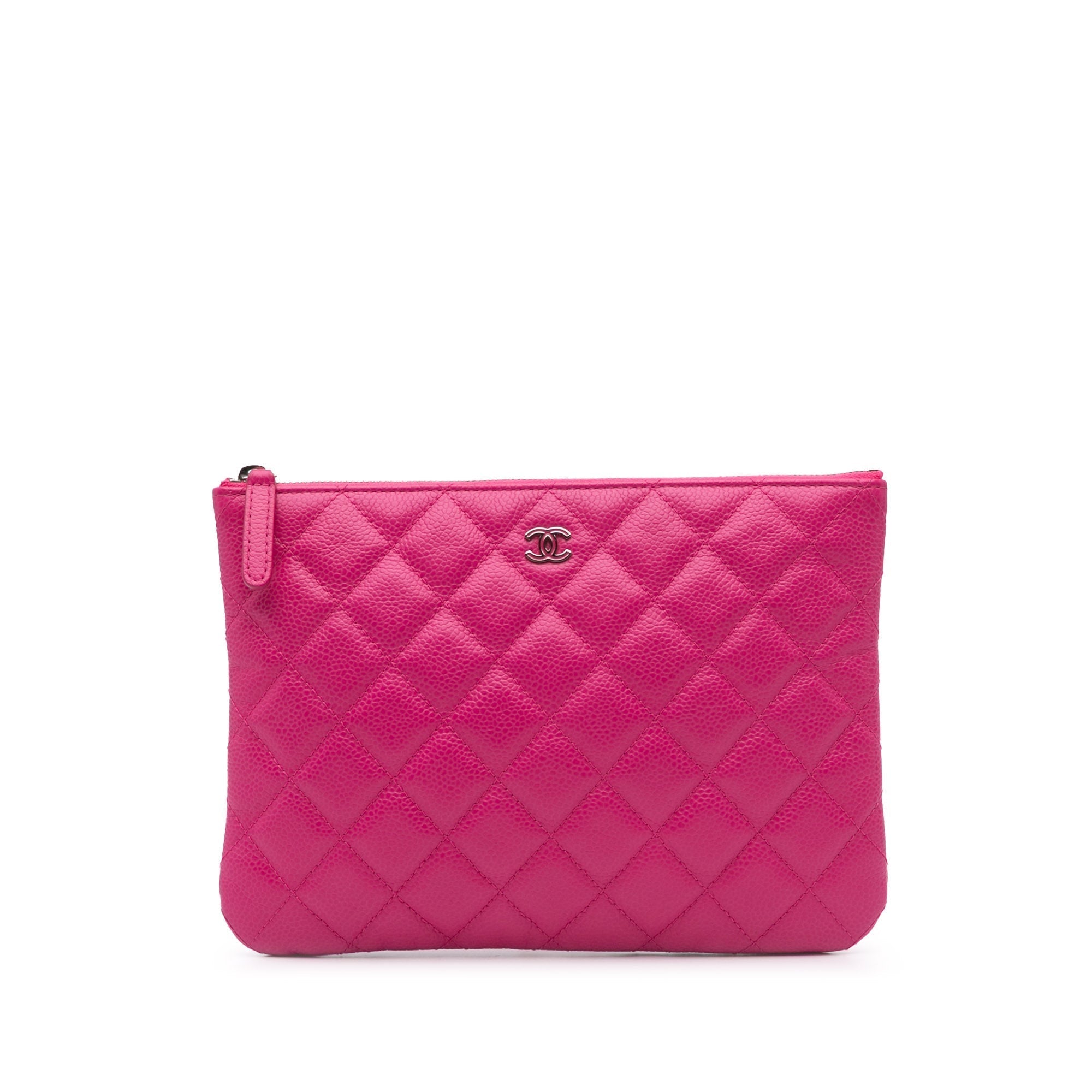 Chanel Small Quilted Caviar O Case Clutch Pink