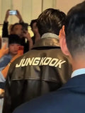 Jungkook CK JK Black Leather Jacket