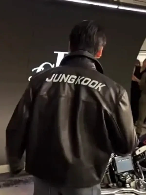 Jungkook CK JK Black Leather Jacket