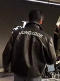 Jungkook CK JK Black Leather Jacket