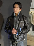 Jungkook CK JK Black Leather Jacket