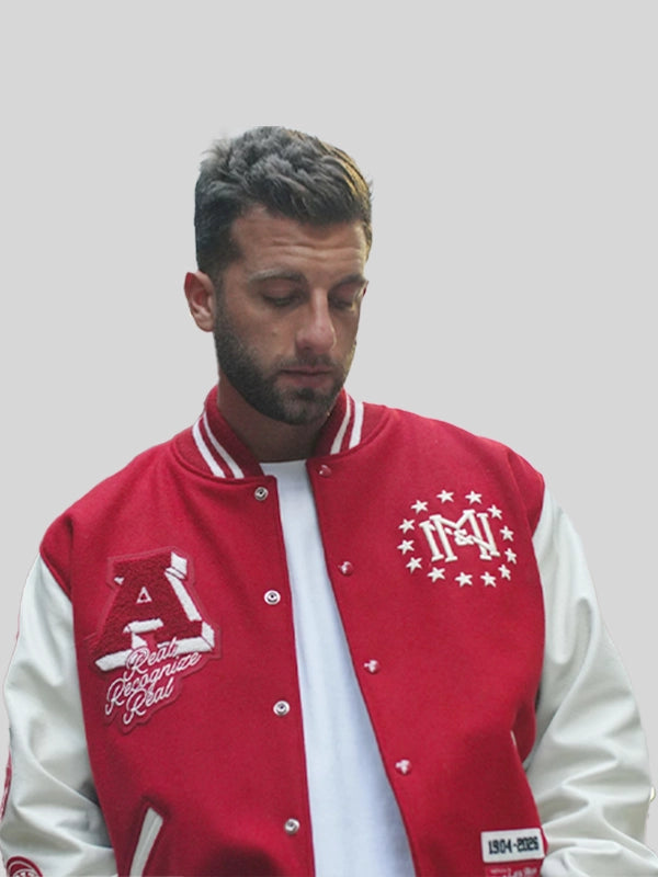 Mitchell & Ness Red Authentic Branded Letterman Jacket