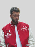 Mitchell & Ness Red Authentic Branded Letterman Jacket