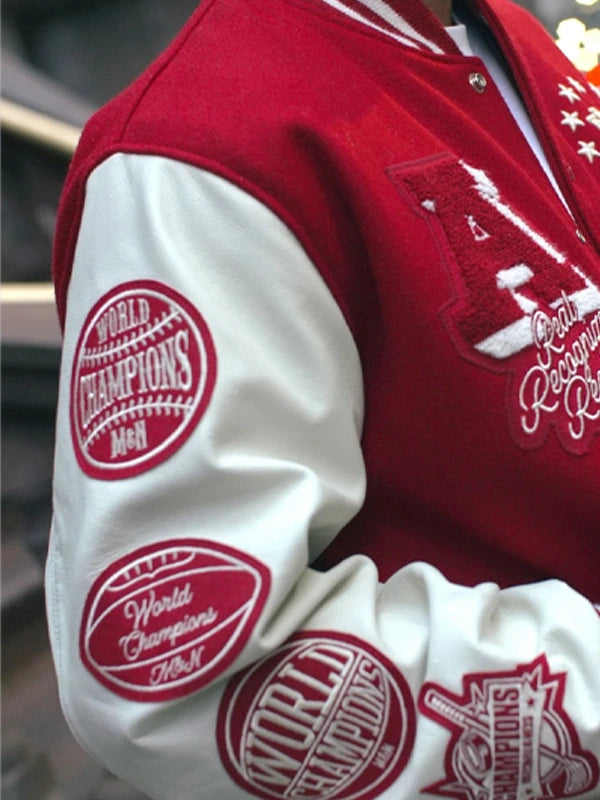 Mitchell & Ness Red Authentic Branded Letterman Jacket