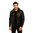 Men’s Black Bomber Shearling Leather Jacket