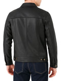 Men’s Classic Black Trucker Leather Jacket