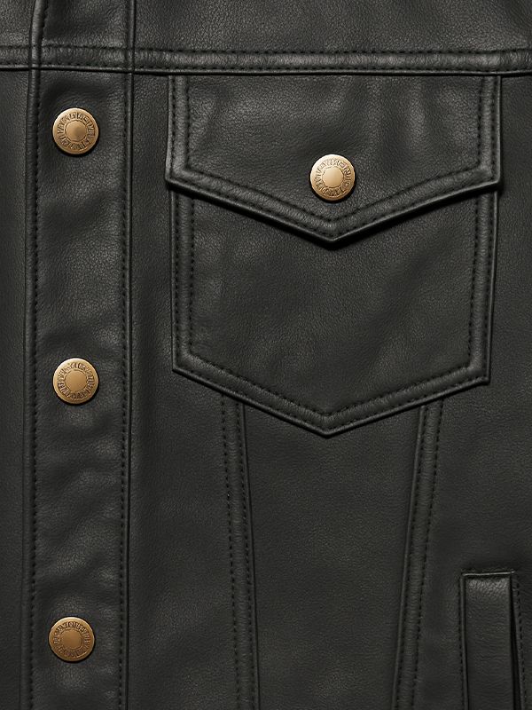 Men’s Classic Black Trucker Leather Jacket