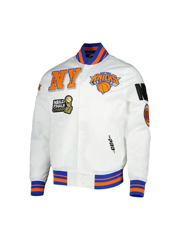 New York Knicks 2X Champions Mash-Up Satin Varsity Jacket