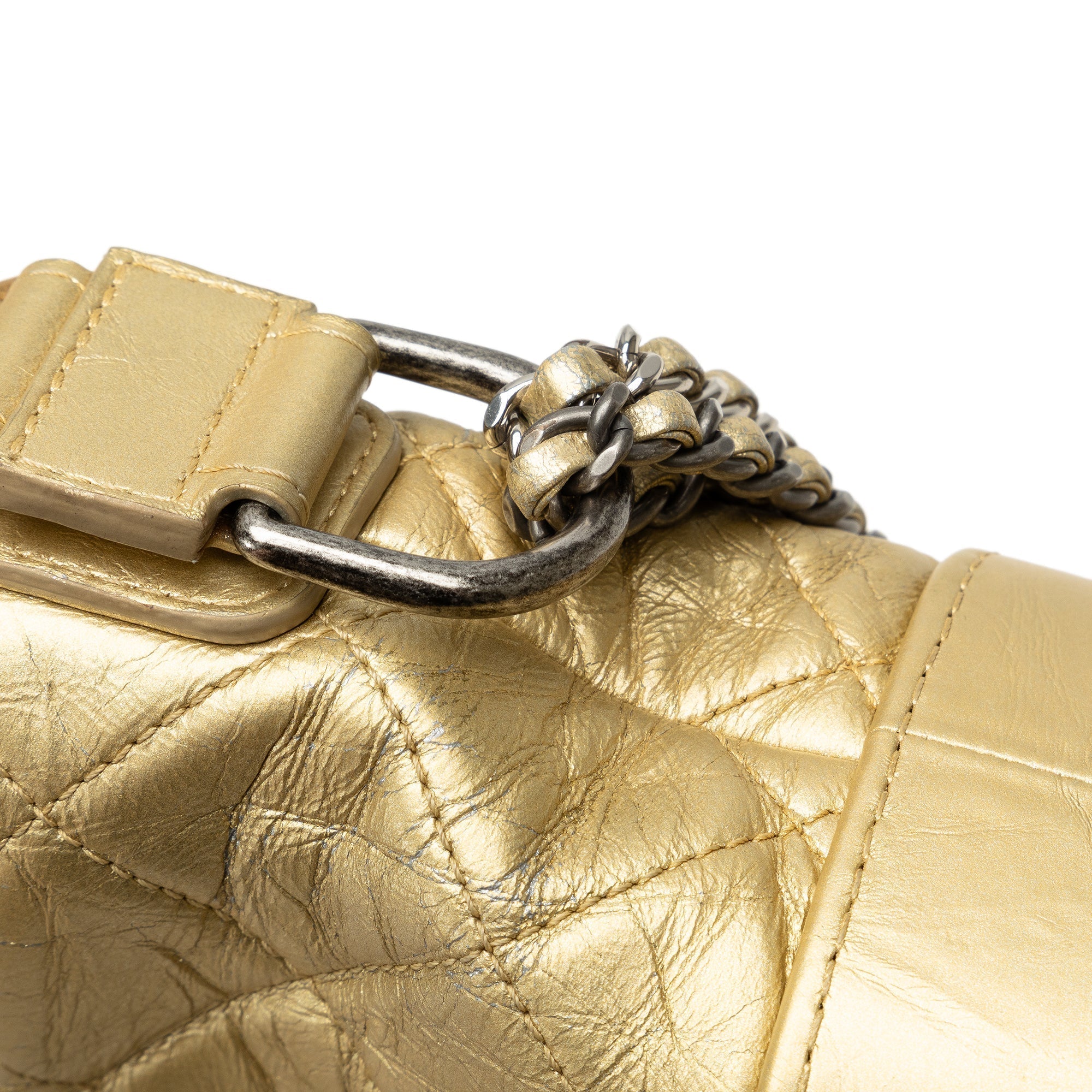 Chanel Small Metallic Lambskin Gabrielle Crossbody Gold
