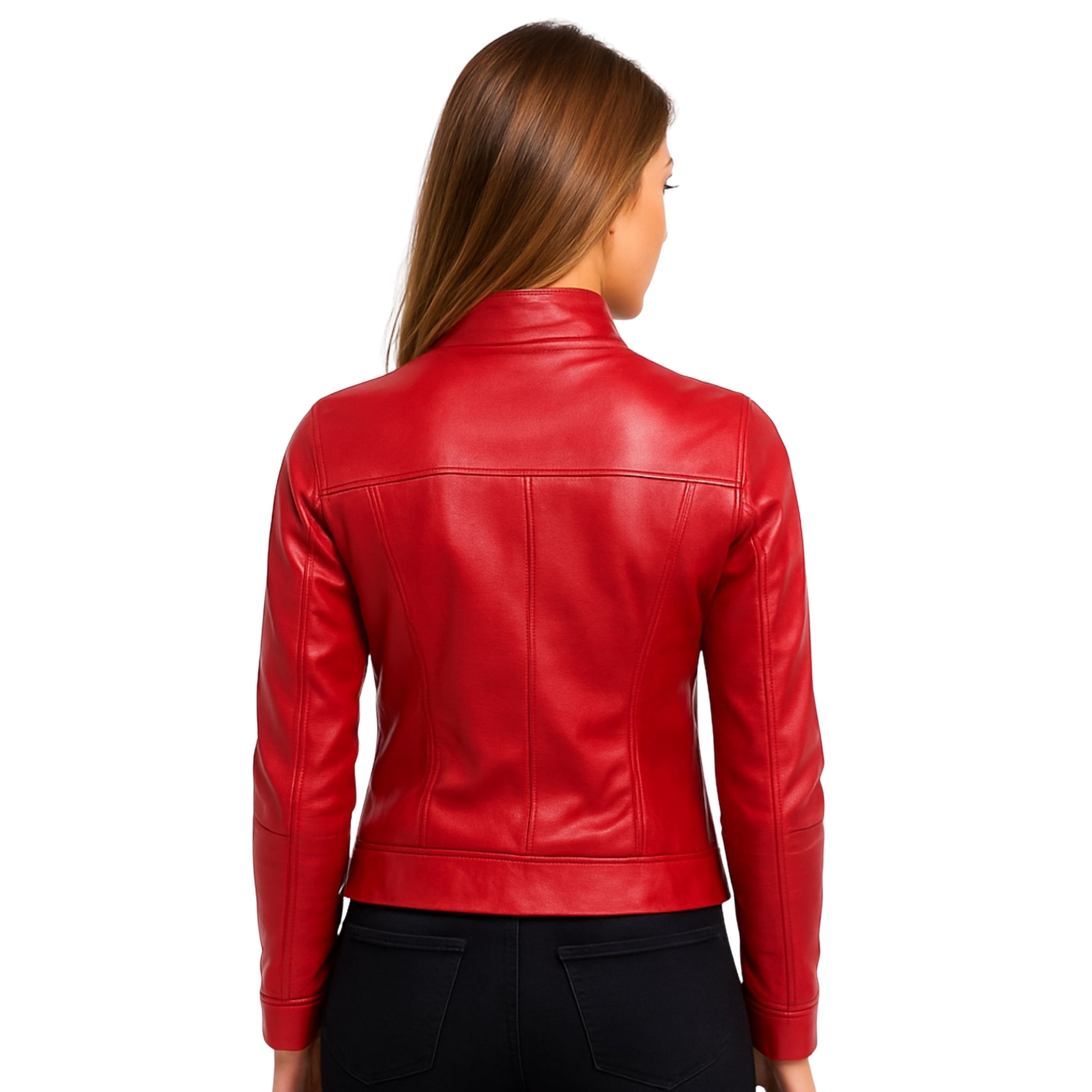 Real Leather Red Cafe Racer Jacket