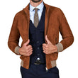 Mens Tan Bomber Suede Leather Jacket