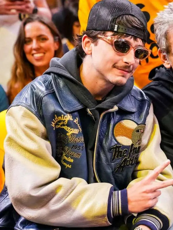 Knicks NBA Game Timothee Chalamet Leather Jacket