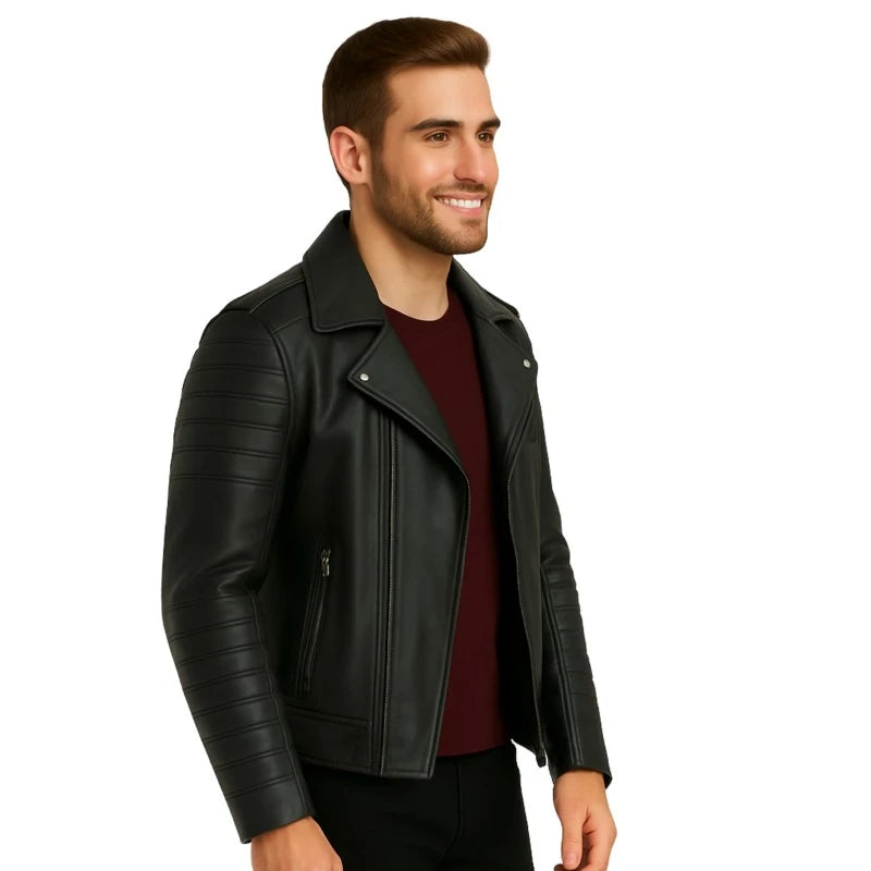 Men’s Vintage Black Biker Leather Jacket