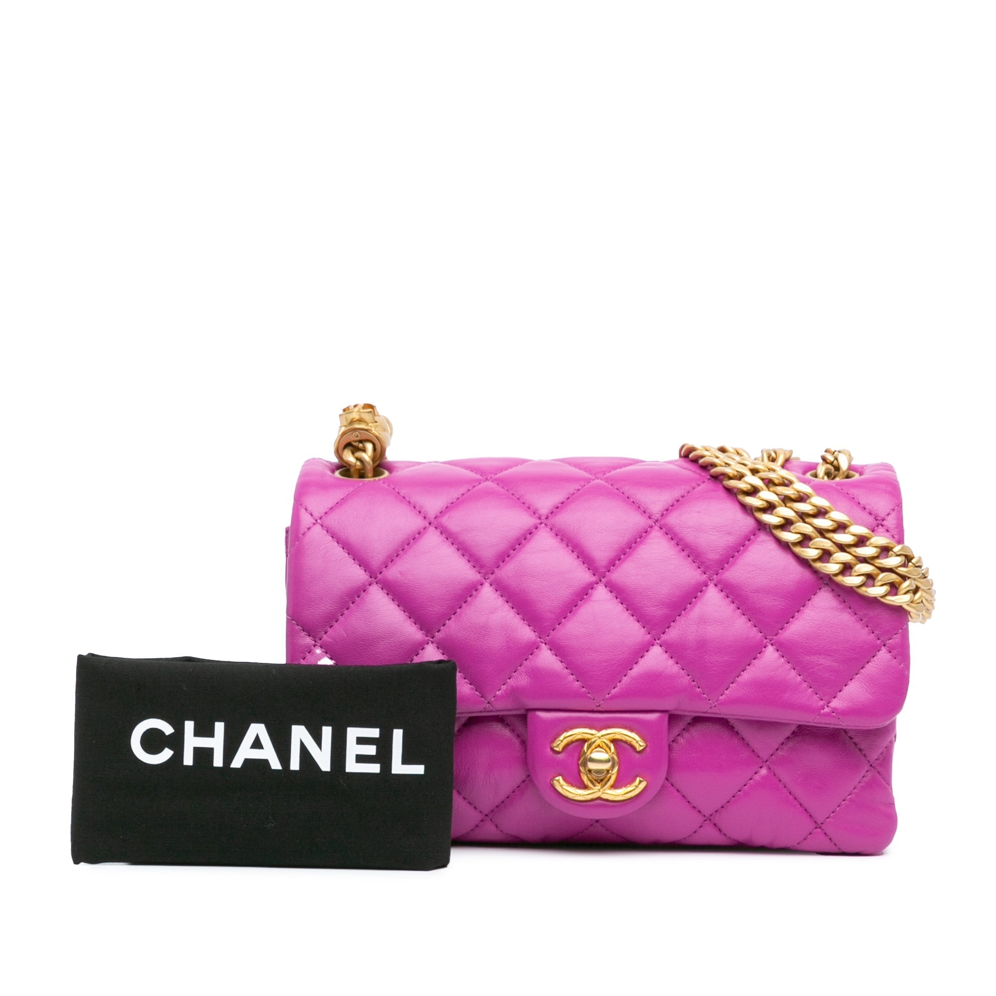 Chanel Small Quilted Lambskin Pillow Crush Flap Purple