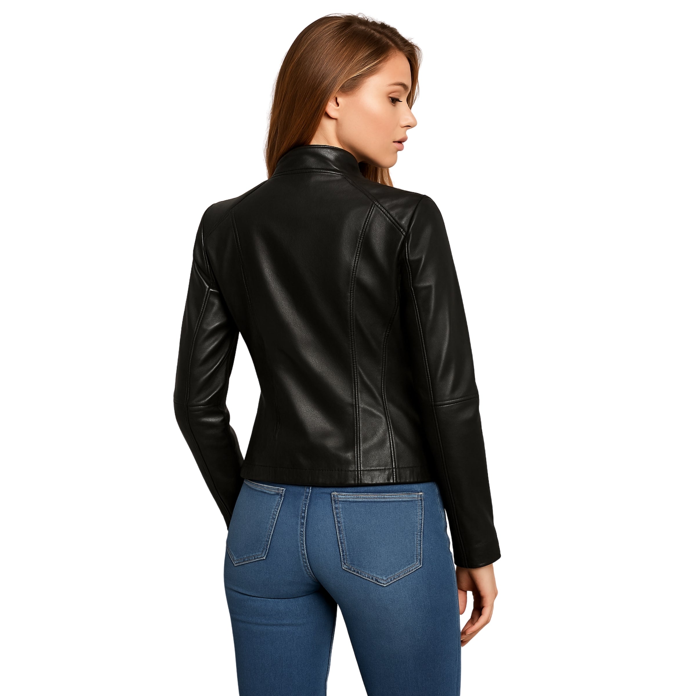 Womens Black Cafe Racer Leather Jacket