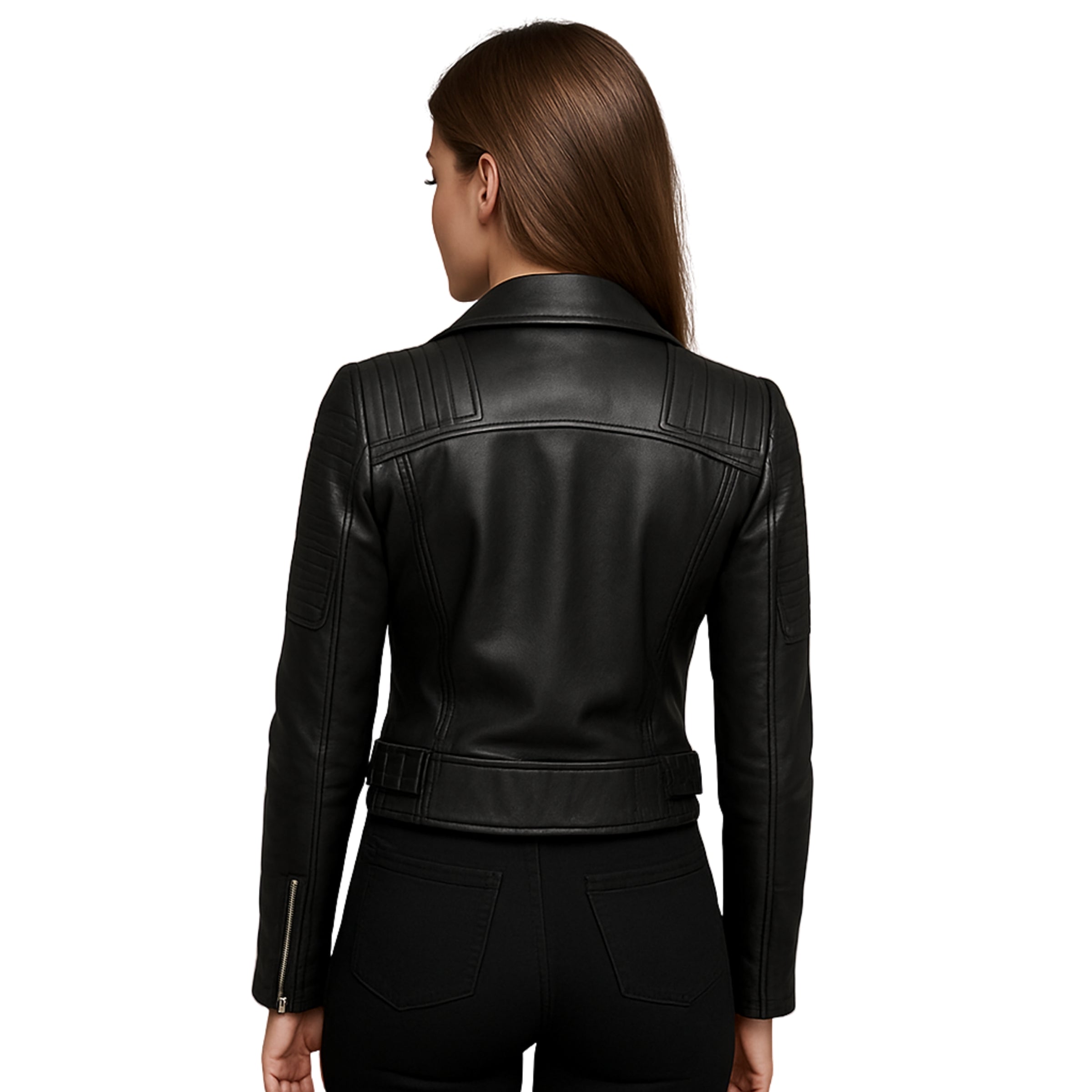 Womens Black Leather Biker Jacket