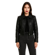 Womens Bomber Style Black Leather Jacket