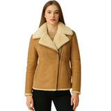 Womens Brown Shearling Leather Jacket