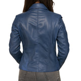 Womens Classic Blue Genuine Leather Jacket