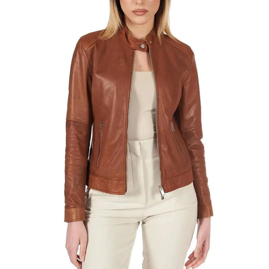 Womens-Dark-Brown-Leather-Cafe-Racer-Jacket