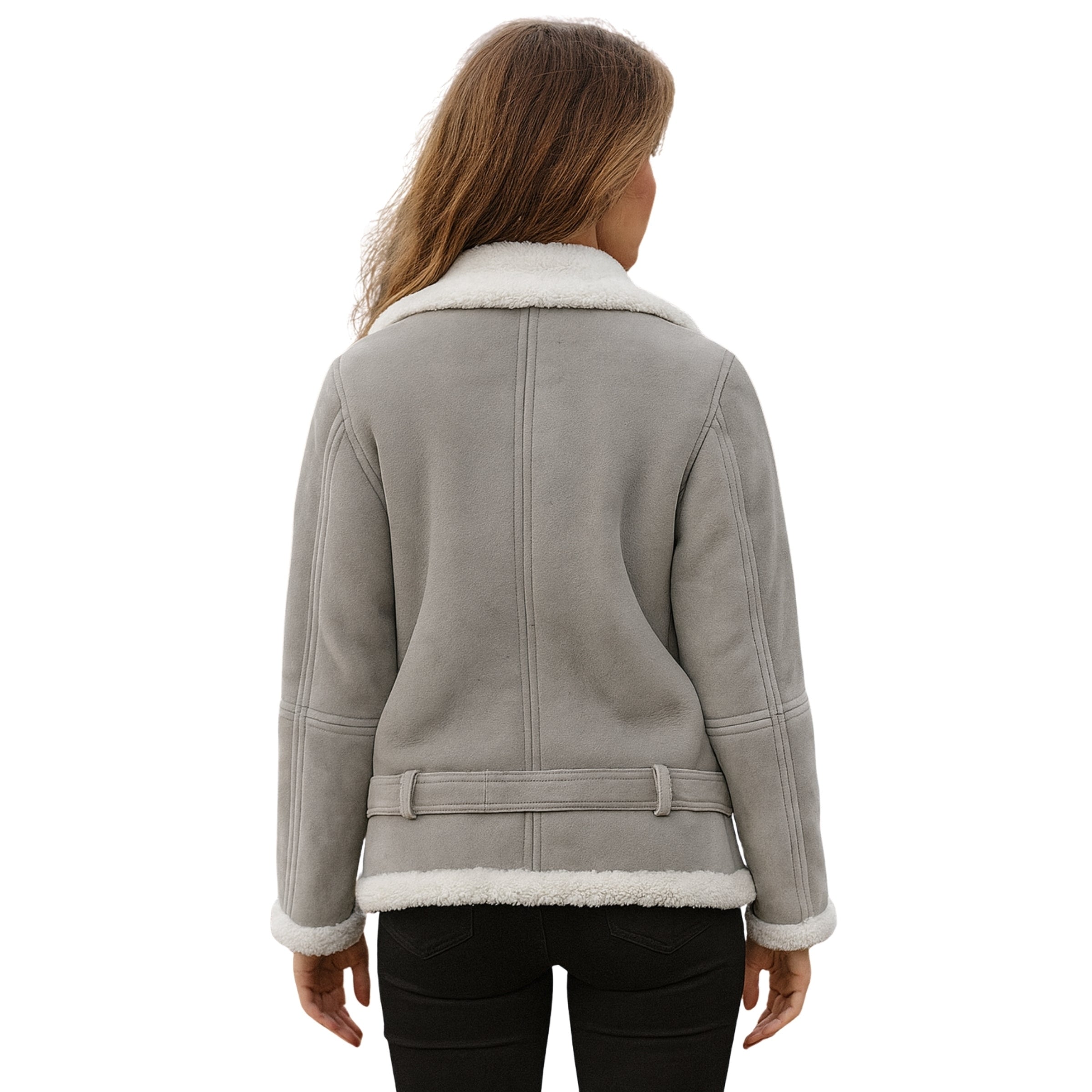 Womens-Grey-Suede-Leather-Shearling--Jacket