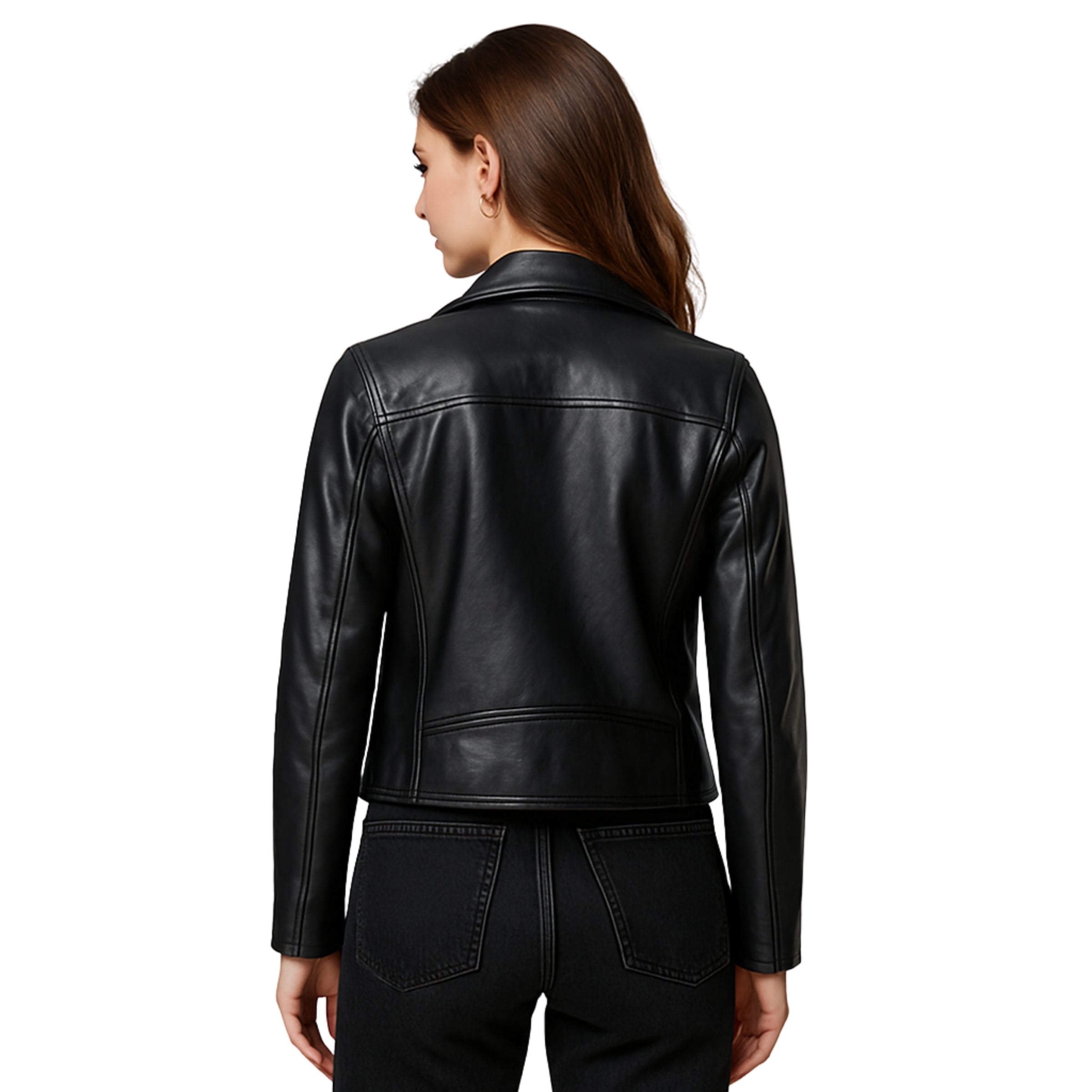 Womens Slim Fit Black Biker Leather Jacket