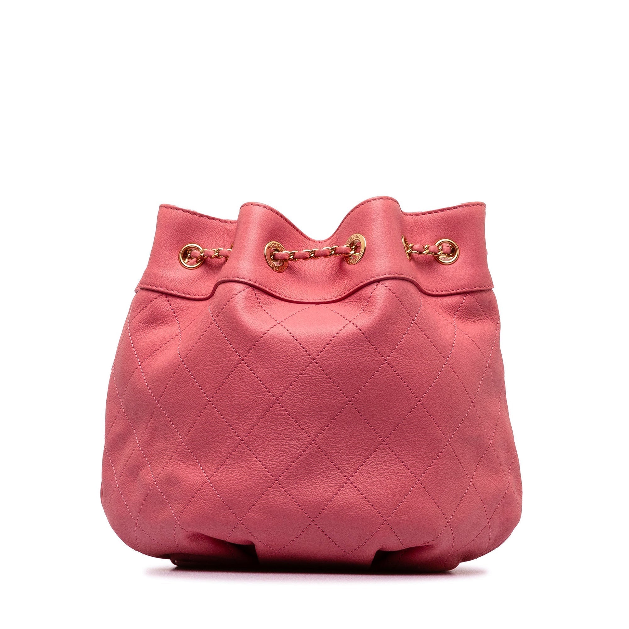 Chanel Small Quilted Calfskin Bucket Bag Pink