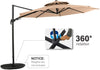 11ft Offset Cantilever Umbrella Double Top Deluxe Outdoor Patio Market Umbrella, 360 Degree Rotation with Cross Base, Beige
